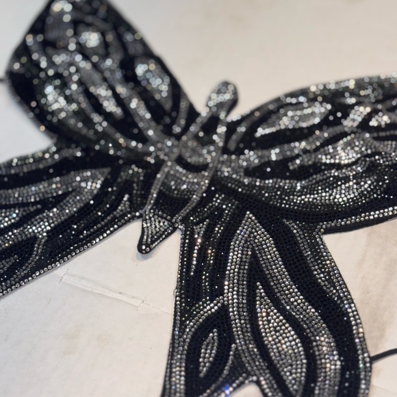 butterfly-shaped halter top features intricate black and silver detailing - Picture 13 of 13